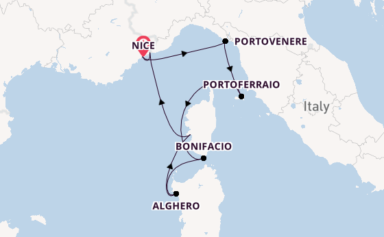 Westelijke Middellandse Zee vanaf Nice, Frankrijk met de Royal Clipper