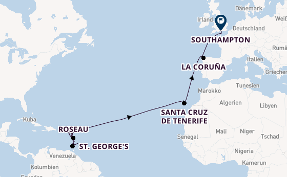 Karibik ab Basseterre, St. Kitts auf der Iona