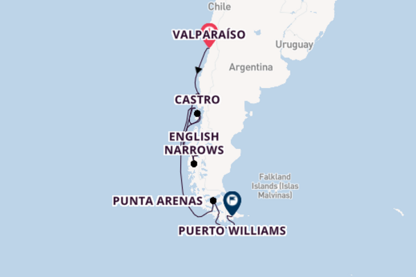 Cruise naar Puerto Williams via Garibaldi baai