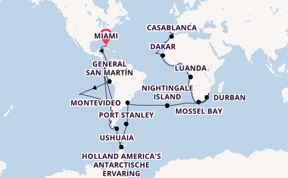 trans-Atlantisch vanaf Miami, Verenigde Staten met de Seabourn Quest