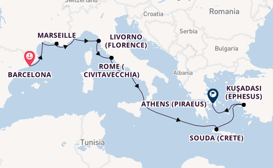 Western Mediterranean from Barcelona, Spain with the Viking Vela