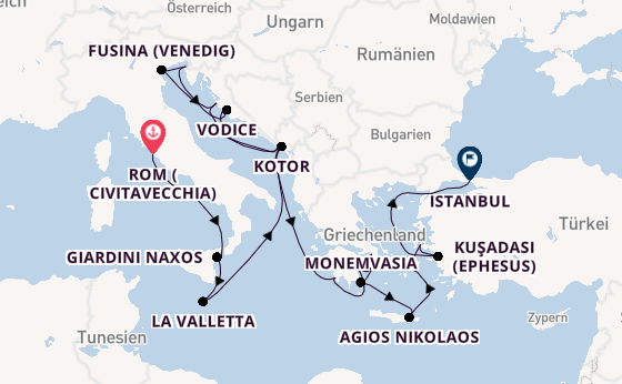Mittelmeer ab Civitavecchia (Rom), Italien auf der Seabourn Ovation