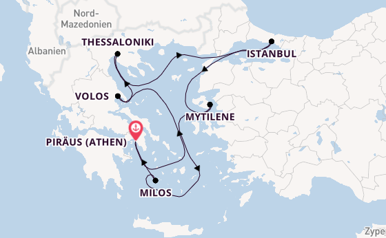 Östliches Mittelmeer ab Piräus (Athen), Griechenland auf der EXPLORA I