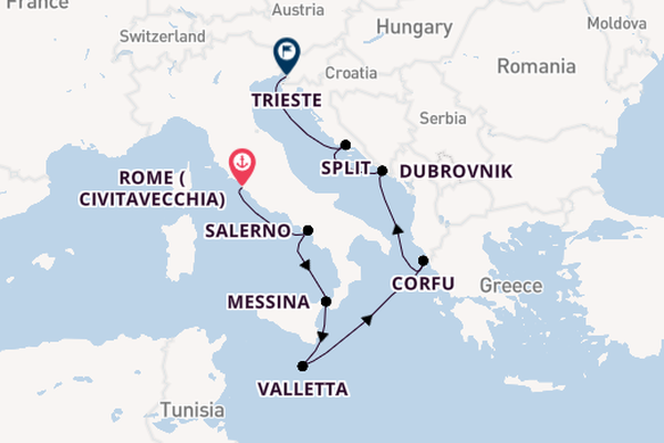 Mediterranean from Rome (Civitavecchia), Italy with the Allura