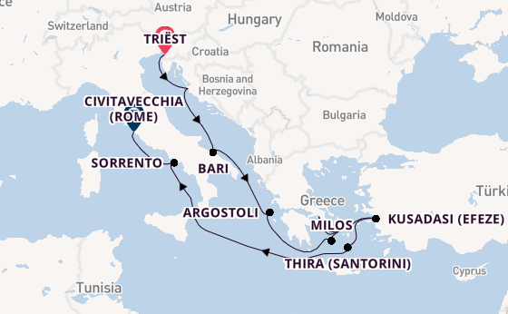 Middellandse Zee vanaf Triëst, Italië met de Seven Seas Prestige