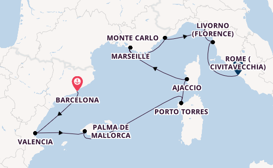 Western Mediterranean from Barcelona, Spain with the Allura