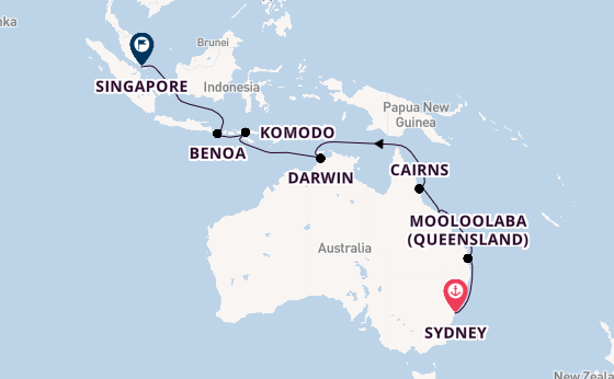 Australië vanaf Sydney, Australië met de Silver Moon