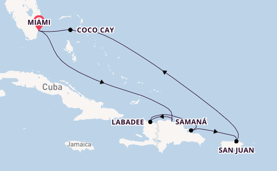 Caribbean from Miami, Florida, USA with the Independence of the Seas
