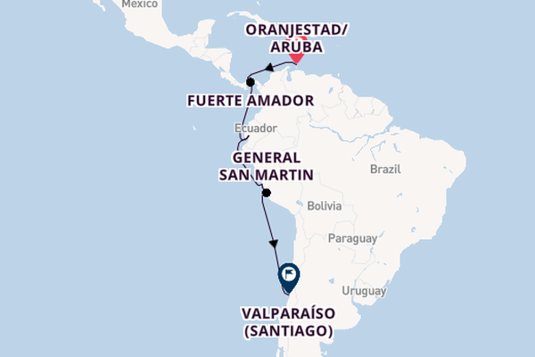 South America from Oranjestad/Aruba, Netherlands Antilles with the Seabourn Pursuit