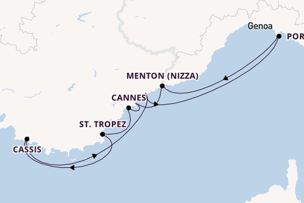 Westliches Mittelmeer ab Nizza, Frankreich auf der Le Ponant