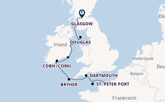 Britische Inseln ab Honfleur, Frankreich auf der Le Lyrial