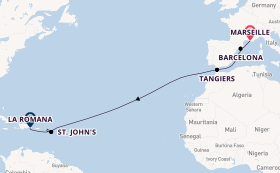 Caribbean from Marseille, France with the MSC Opera