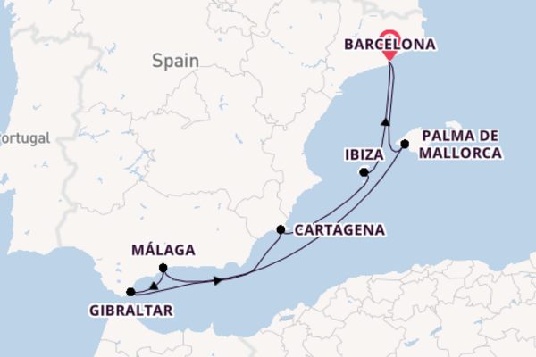 Cruise naar Barcelona via Palma de Mallorca