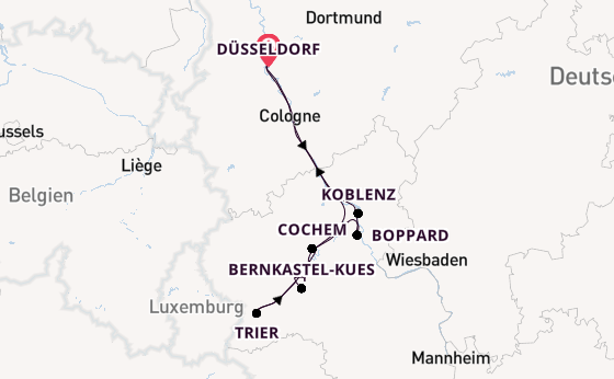 Mosel ab Düsseldorf, Deutschland auf der Elegant Lady