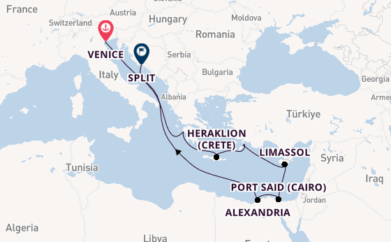 Mediterranean from Venice, Italy with the MSC Lirica