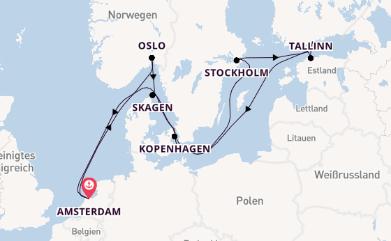 Norwegen ab Amsterdam, Niederlande auf der Celebrity Eclipse