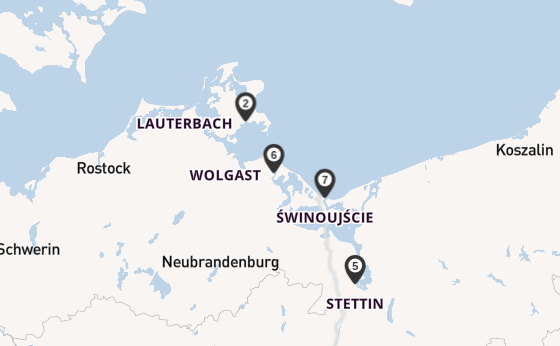 Oder vanaf Stralsund, Duitsland met de Junker Jörg