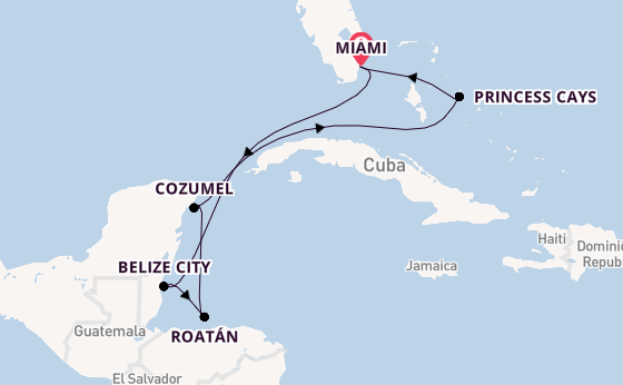 Caribbean vanaf Miami, Verenigde Staten met de Regal Princess