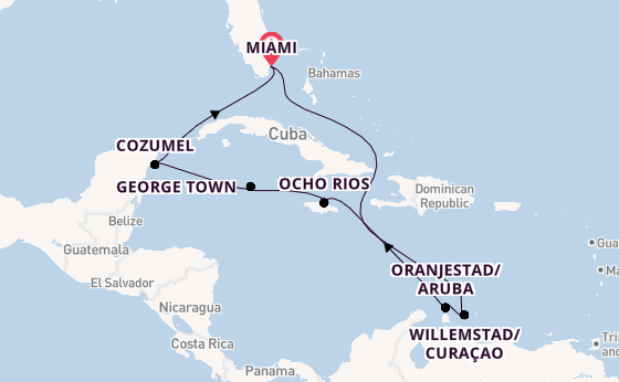 Caribbean from Miami, Florida, USA with the MSC Poesia