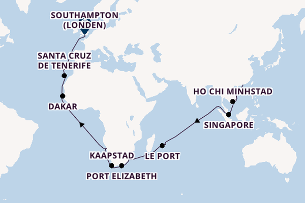 Afrika vanaf Hongkong, China met de Queen Victoria