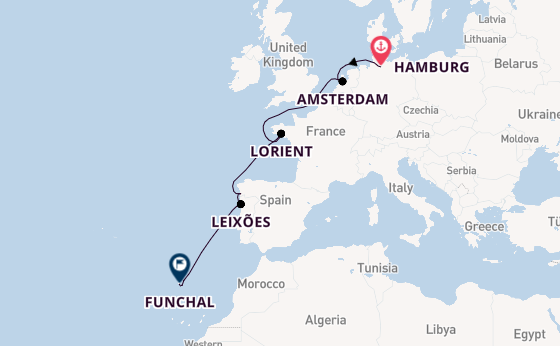Portugal vanaf Hamburg, Duitsland met de HANSEATIC nature