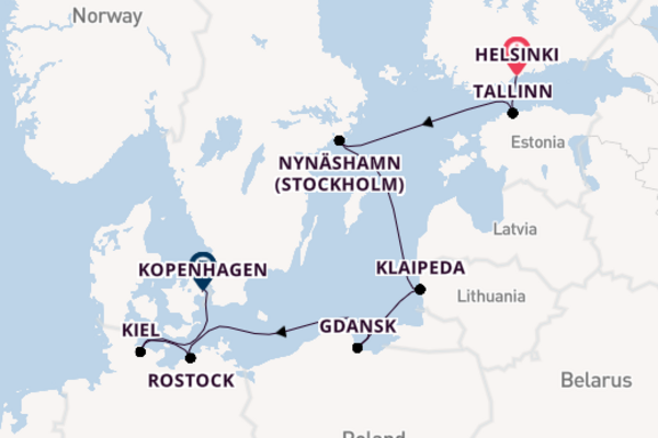 Oostzee vanaf Helsinki, Finland met de Norwegian Sun