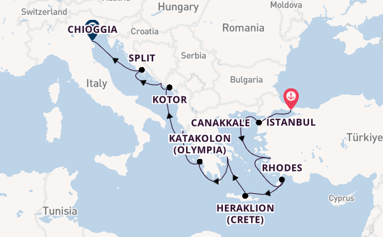 Eastern Mediterranean from Istanbul, Turkey with the Viking Sky