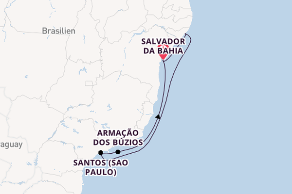 Brasilien ab Salvador da Bahia, Brasilien auf der MSC Seaview