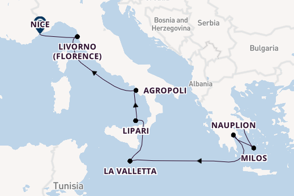 Middellandse Zee vanaf Athene (Piraeus), Griekenland met de Silver Shadow