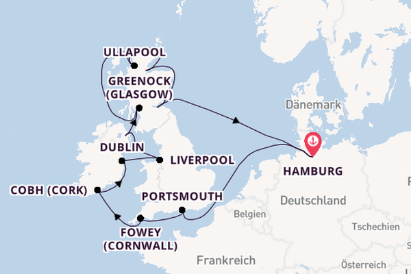 Britische Inseln ab Hamburg, Deutschland auf der VASCO DA GAMA