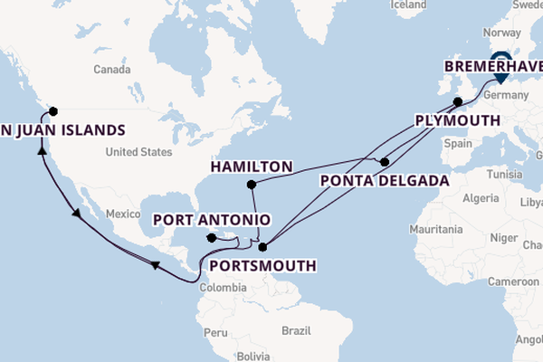 trans-Atlantisch vanaf Montego Bay, Jamaica met de Amadea