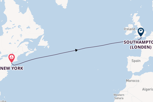 trans-Atlantisch vanaf New York, Verenigde Staten met de Queen Mary 2