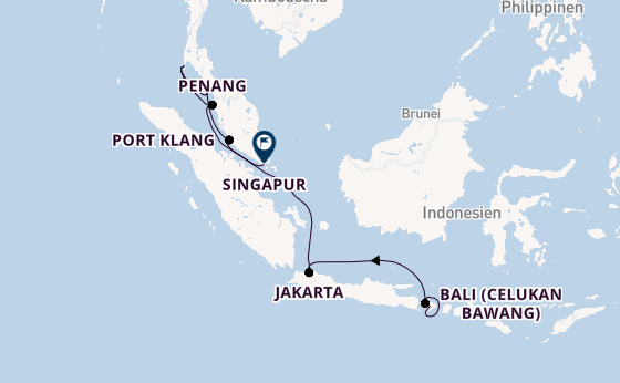 Südostasien ab Bali, Indonesien auf der Riviera