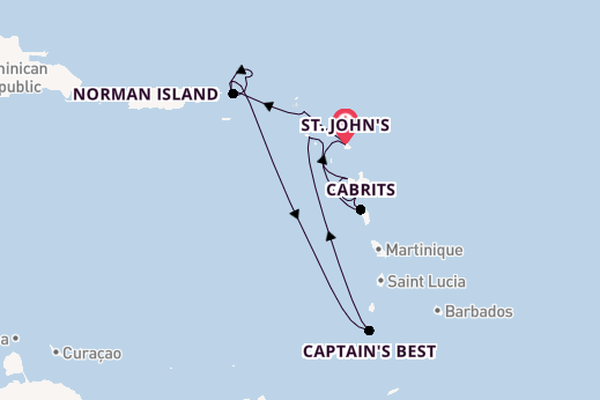 Caribbean vanaf St. John's, Antigua, Antigua en Barbuda met de Star Clipper