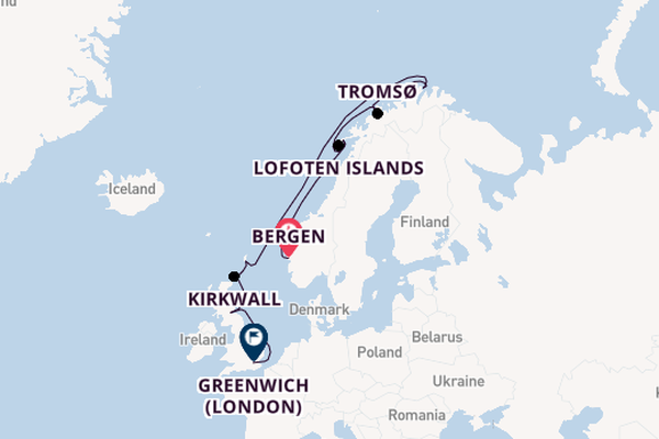 British Isles from Bergen, Norway with the Viking Jupiter