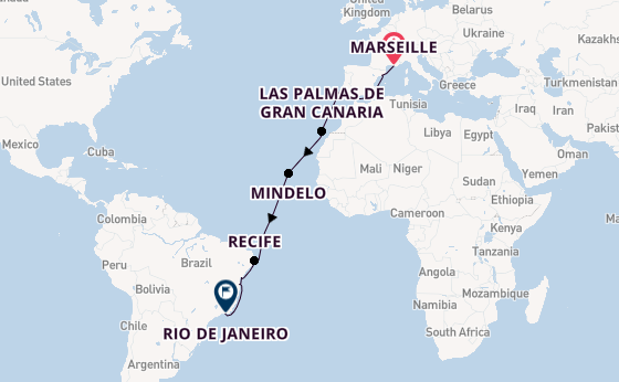 Transatlantic from Marseille, France with the Costa Favolosa