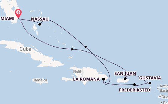 Caribbean vanaf Miami, Verenigde Staten met de Seven Seas Grandeur