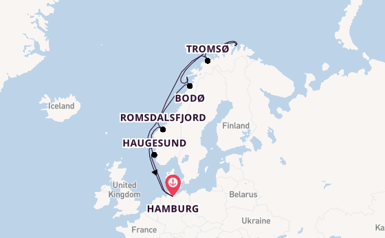 Noorwegen vanaf Hamburg, Duitsland met AIDAsol