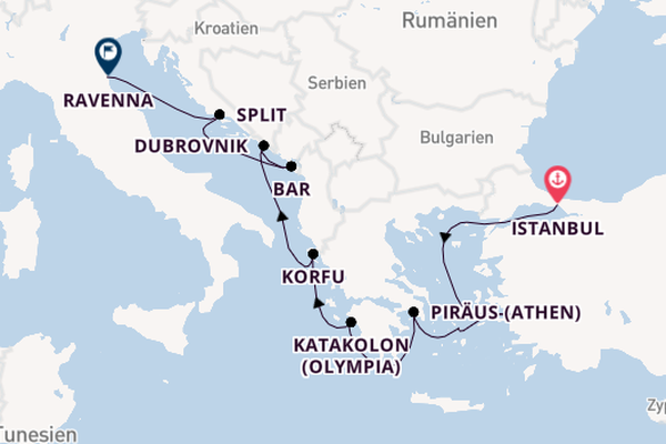Östliches Mittelmeer ab Istanbul, Türkei auf der Norwegian Viva