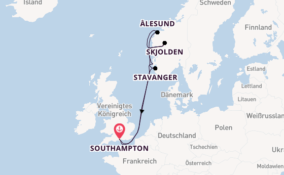 Norwegen ab Southampton, Großbritannien auf der Sky Princess