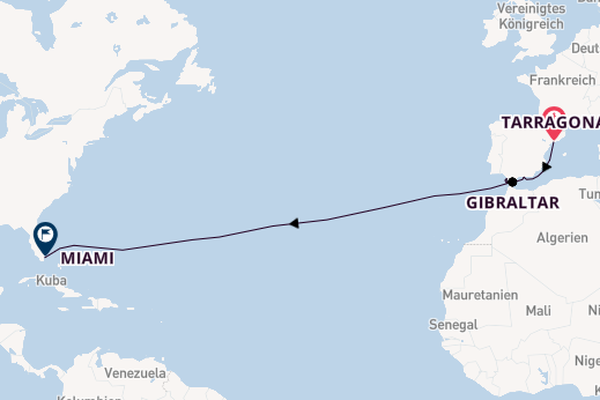 Transatlantik ab Tarragona, Spanien auf der Norwegian Aura