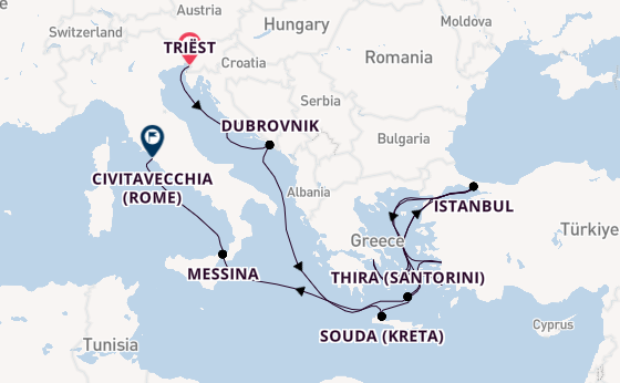 Middellandse Zee vanaf Triëst, Italië met de Oosterdam