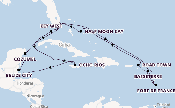 Caribbean vanaf Fort Lauderdale, Verenigde Staten met de Rotterdam