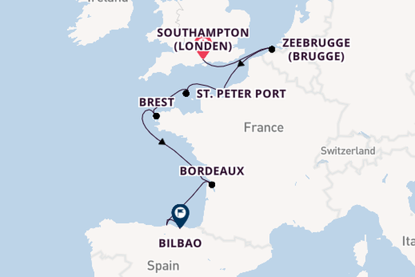 Verenigd Koninkrijk vanaf Southampton (Londen), Engeland met de Vista