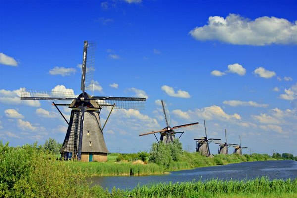 Panorama Varen Kinderdijk, Nederland