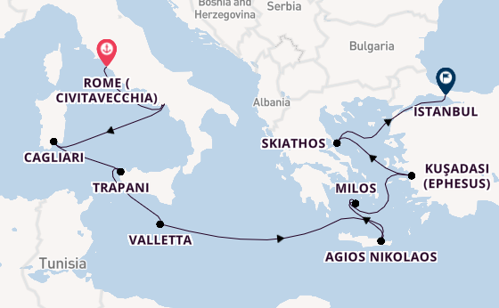 Mediterranean Sea from Rome (Civitavecchia), Italy with the Allura