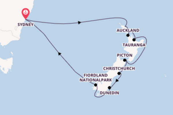Fantastische Kreuzfahrt über Fiordland Nationalpark nach Sydney