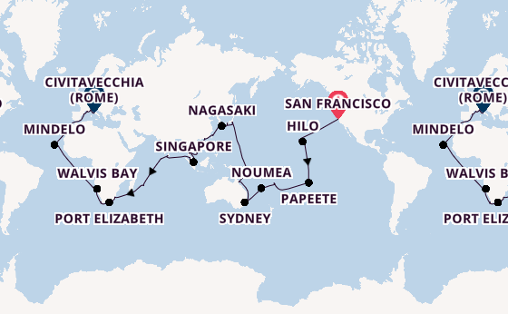 Wereldreizen vanaf San Francisco, Verenigde Staten met de Costa Deliziosa