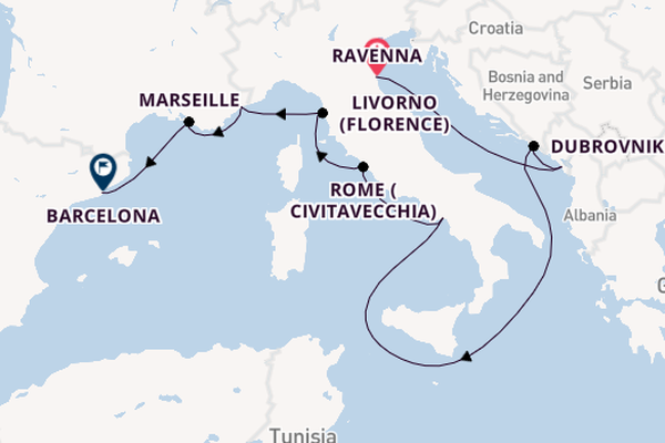Western Mediterranean from Ravenna, Italy with the Norwegian Viva