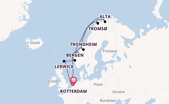 Norwegen ab Rotterdam, Niederlande auf der Rotterdam